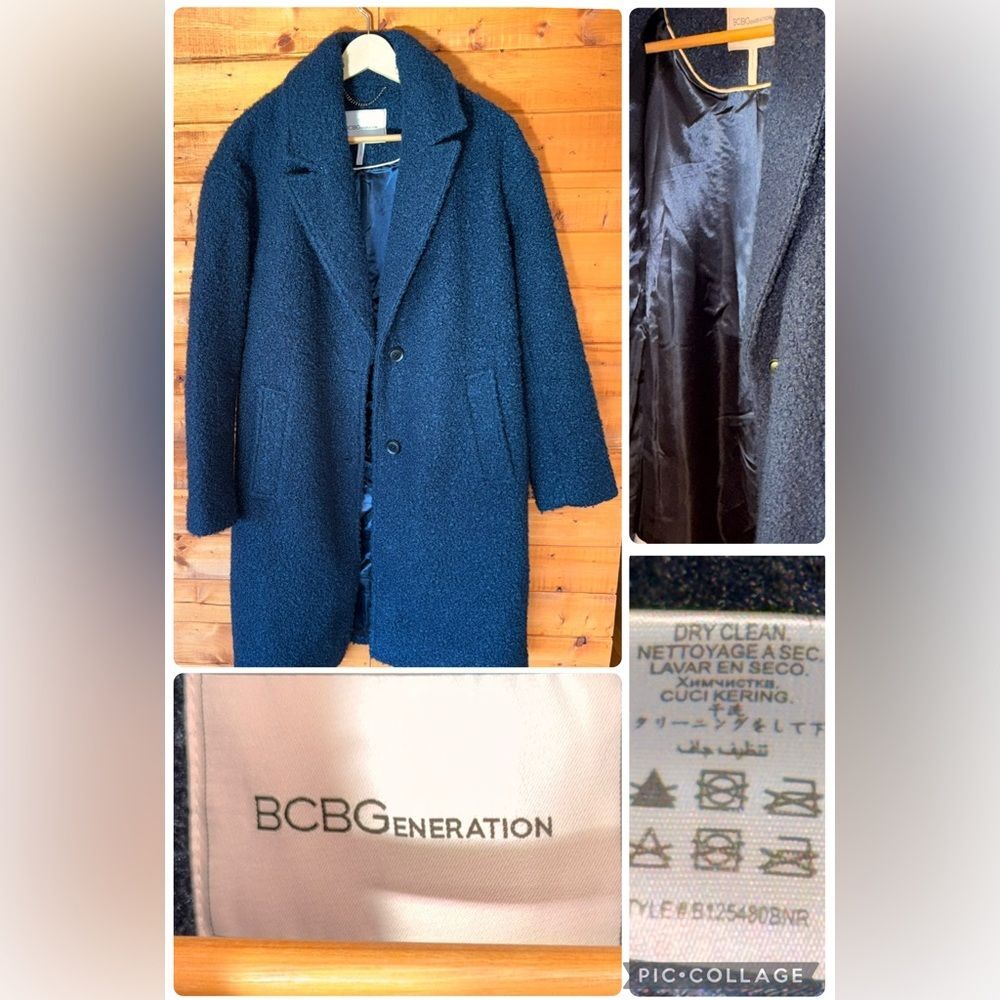 BCBGeneration Blue Boucle Teddy Peacoat Women's Size S